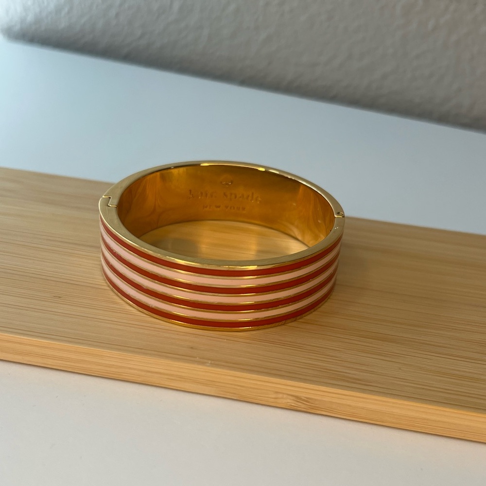 Kate Spade “No Strings Attached” Red and Gold Striped Bangle